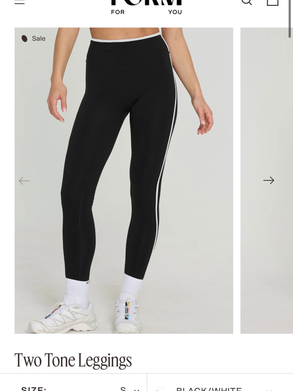 Form Black Two-Tone Leggings with White Side Stripe